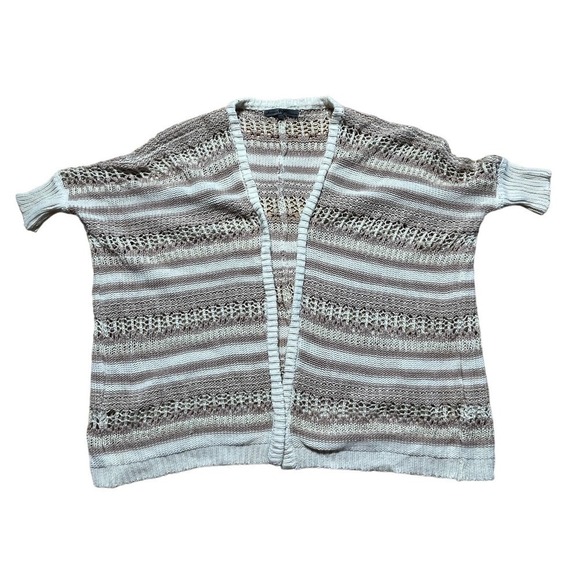 Renee's NYC brown/cream open front knit cardigan sweater. Women's XS/S - Picture 3 of 8